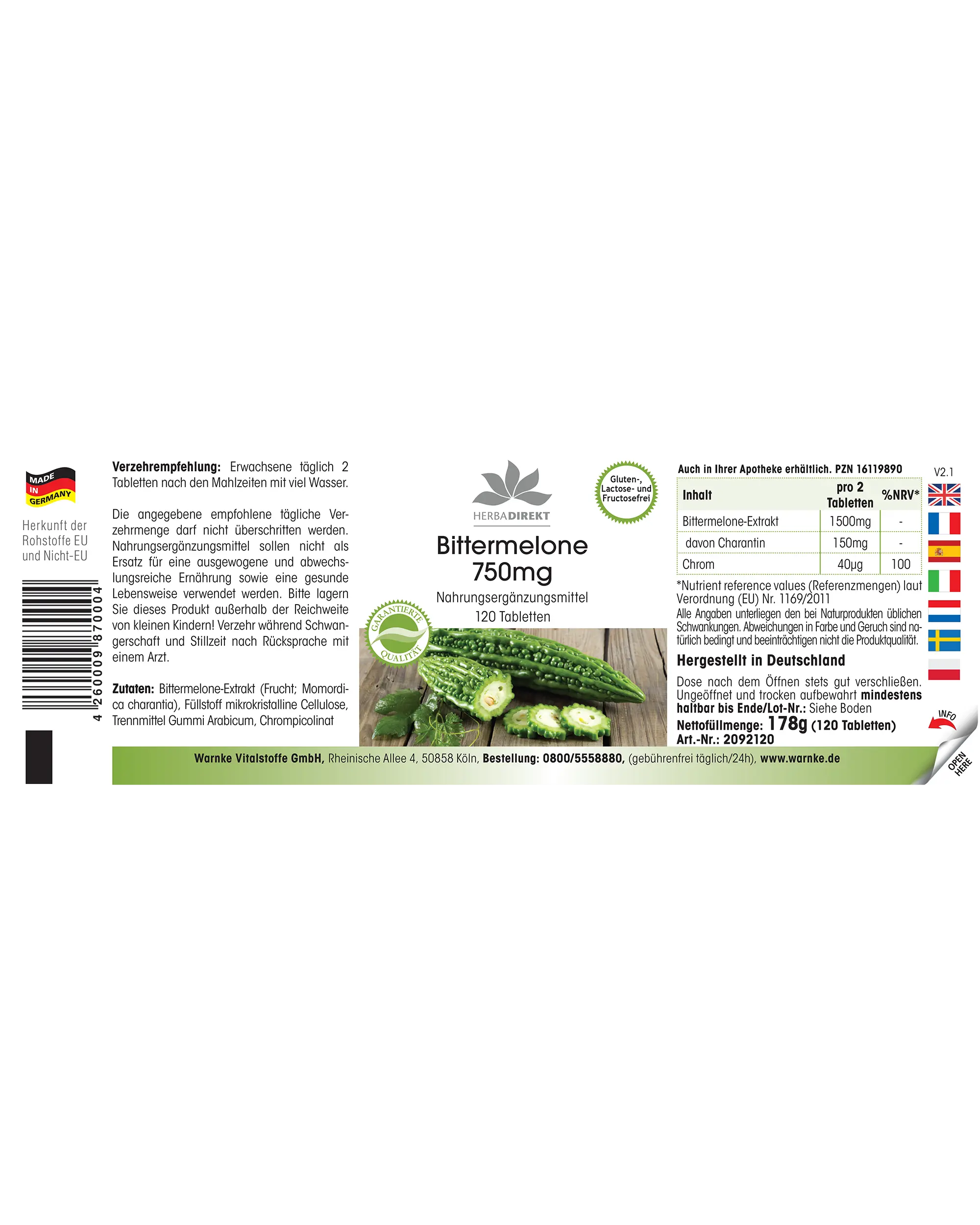 Bitter melon 750mg | Warnke Vitalstoffe